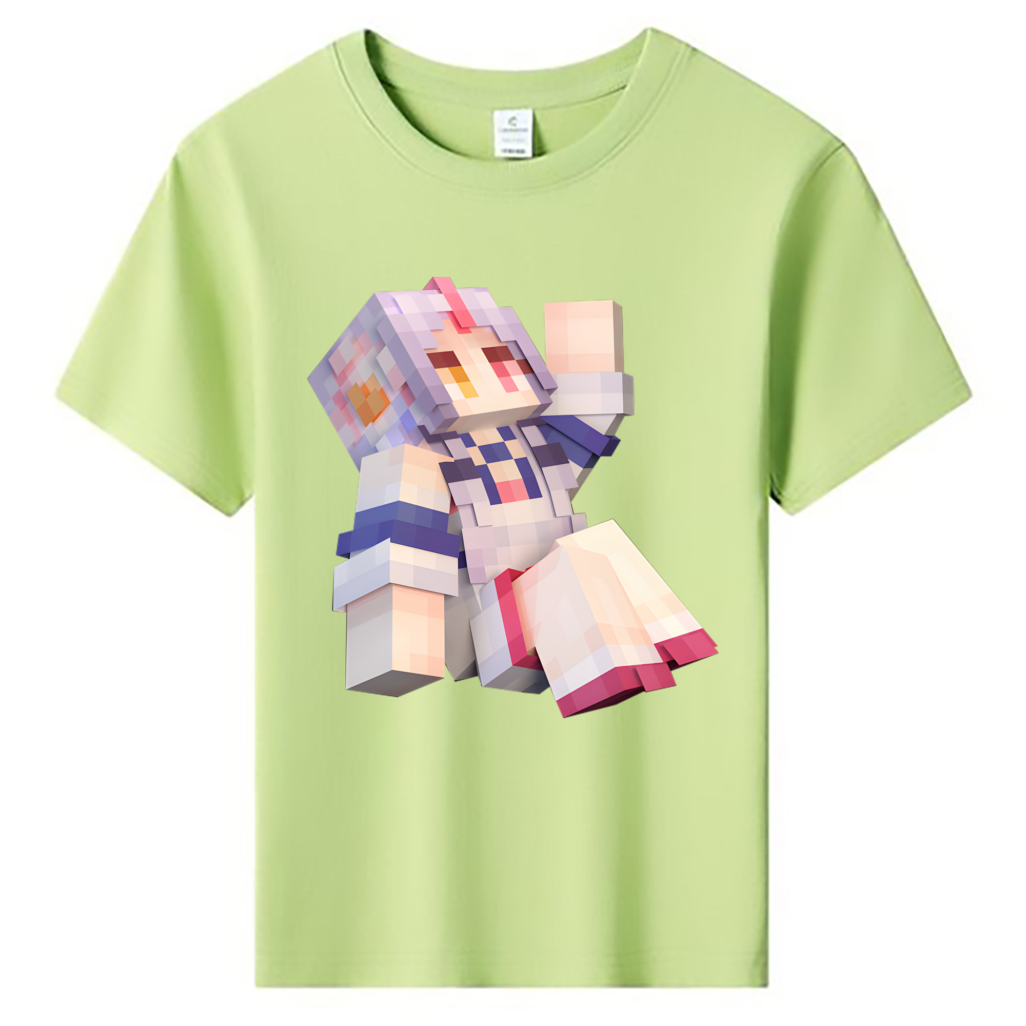 （画像用） マインクラフト ブロックの世界 Minecraft MC Block world 綿100％キッズTシャツ（フロントプリント）